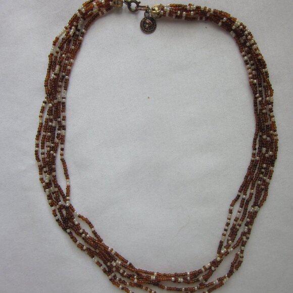 Honey and Cream Beaded Necklace - Picture 1 of 4